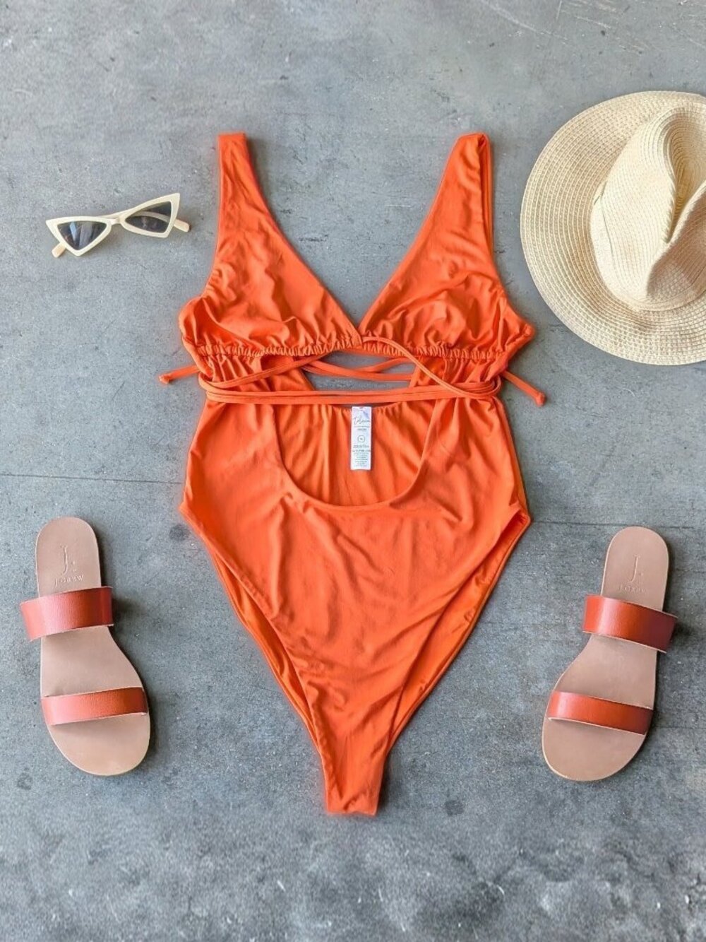 Toluca Swim Cutout Waist-Wrap One-Piece Swimsuit in Flash Orange medium